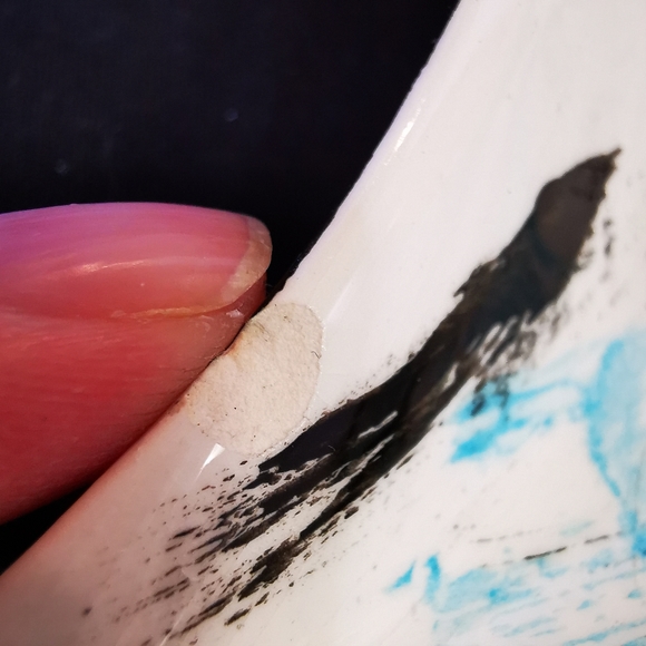 California Pottery Vintage Serving Set Blue and Black Brushstroke Plaid 6 Pieces - Picture 13 of 16